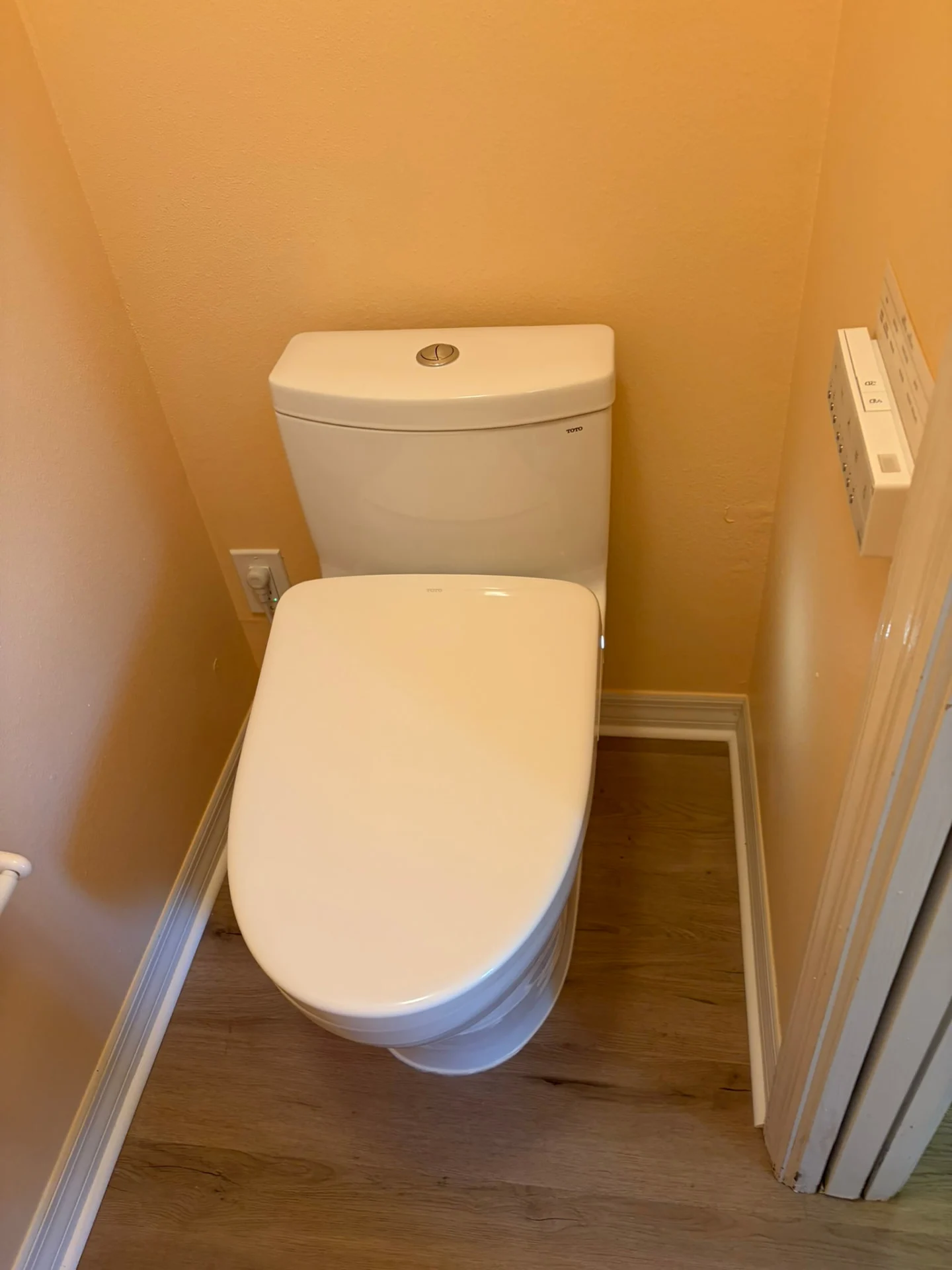 New toilet installed in a bathroom