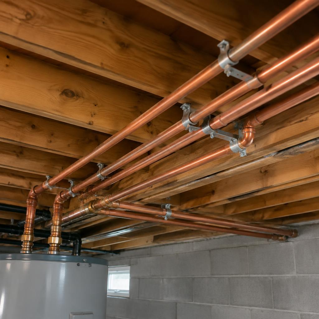 New copper piping installation
