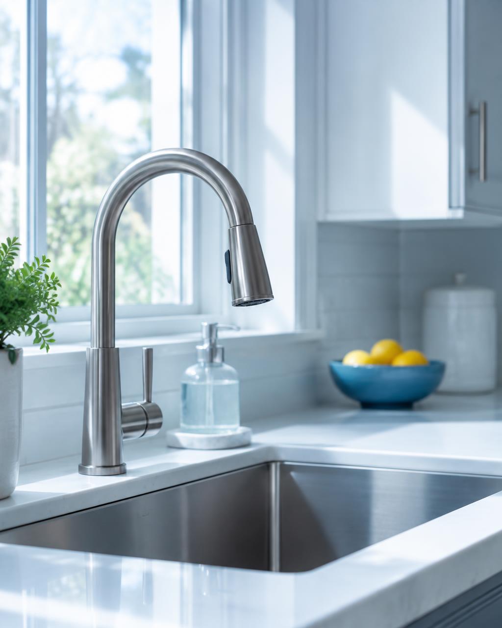 Kitchen sink and faucet installed by IronLadd Plumbing